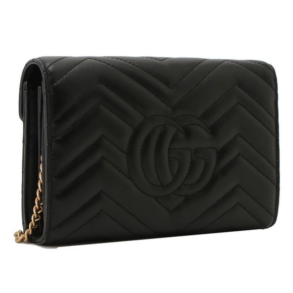 Gucci Shoulder Bag GG Marmont Black Quilted Chevron - Picture 2 of 7